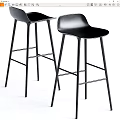 Sleek Modern Black Bar Stools with Sturdy Metal Frame and Ergonomic Curved Design