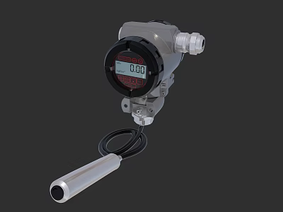 Industrial Equipment Digital Display Pressure Measurement Transmitter With Stainless Steel Probe 3d model