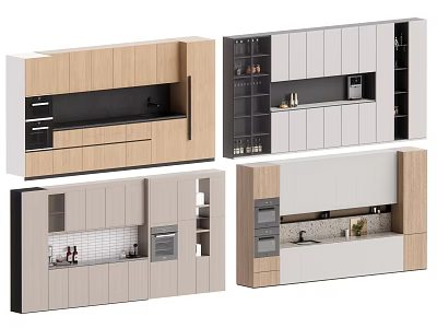 Modern Wine Cabinet Designs with Wooden Glass Doors Storage Shelves for Home Bar Interior 3d model