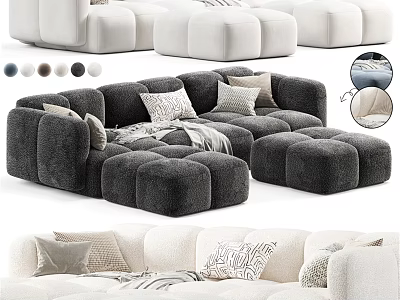 Plush Two Seater Sofa With Modern Modular Design Multiple Colors Decorative Pillows And Throw 3d model