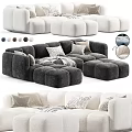 Plush Two Seater Sofa With Modern Modular Design Multiple Colors Decorative Pillows And Throw