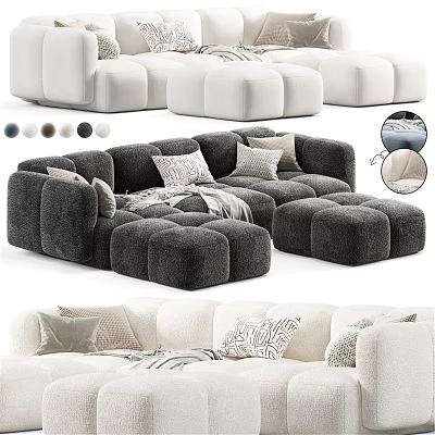 Plush Two Seater Sofa With Modern Modular Design Multiple Colors Decorative Pillows And Throw 3d model