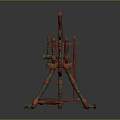 Vintage Animal Themed Red Spinning Wheel With Large Wooden Wheel And Stand Platform