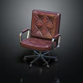 Leather Office Chair With Quilted Diamond Pattern Metal Armrests And Five-Star Caster Base