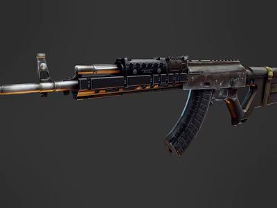 Tactical Military Rifle Design With Metal Barrel Black Magazine And Grip 3d model