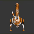 Orange Mechanical Dinosaur Game Movie Character With Long Neck Translucent Parts