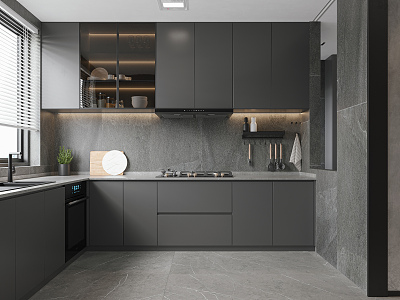 modern kitchen black and white ash kitchen model