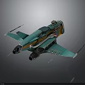 Teal Orange White Spaceship Model With Cosmic Aerospace Design And Detailed Engines And Wings