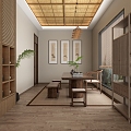 Chinese Tea Room Tea Table Reception Room 3d model