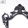 Black Ornate Carved Frame Mirror For Home Wall Decoration