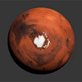 Red Mars Planet With White Polar Caps And Detailed Surface Features 3d model
