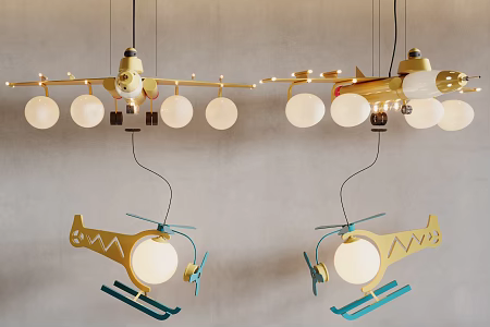 Modern Plane Chandelier Toy Plane Chandelier 3d model