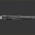 Futuristic Sci Fi Gun With Metallic Finish Illuminated Green Yellow Accents And Textured Grip