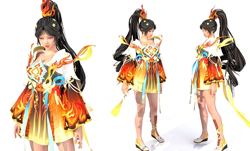 Animation high quality costume beauty virtual person 3d model