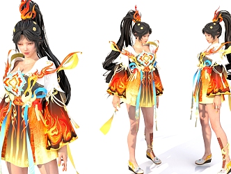 Animation high quality costume beauty virtual person 3d model