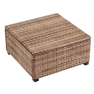 Garden Wicker Storage Ottoman With Woven Texture For Outdoor Use And Black Support Legs 3d model