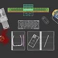 Modern Desktop Computer Setup With Monitor Keyboard Mouse Headphones Phone Stand Notebooks And Green Plant