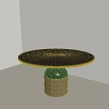 Modern Minimalist Dining Table With Round Tabletop And Black Gold Pedestal Base 3d model