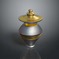 Artistic Sculpture Carving With Golden Top And Silver Layered Textured Body Design