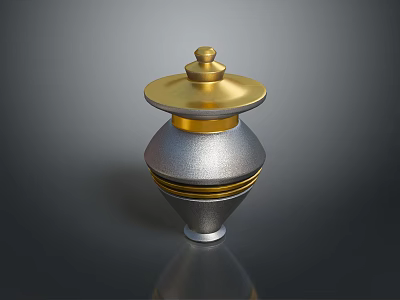 Artistic Sculpture Carving With Golden Top And Silver Layered Textured Body Design 3d model