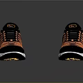 Orange And Black Sporty Running Shoes With White Red Accent Cushioned Sole And Mesh Upper