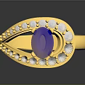 Gold Ring With Blue Gemstone And White Stones For Daily Accessories