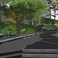 Serene Garden Landscape Design With Winding Pathway Flowing Stream And Lush Greenery