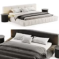 Light And Dark Modern Double Beds With Soft Pillows Cozy Blanket And Nightstands