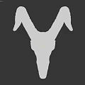 Detailed White Ram Skull Featuring Large Curved Horns On Plain Gray Background