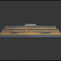 Layered Octagonal Scene Component With Yellow Gray Grid Texture And Central Circular Hole