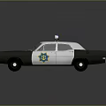 Classic Black And White Police Car With Red Blue Lights And Star Badge