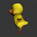 Cute Yellow Cartoon Duck Character With Orange Beak Feet And Necklace Design