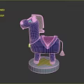 Blue Rocking Horse Toy With Pink Saddle White Mane And Yellow Star Base