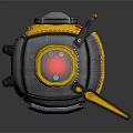 Yellow And Gray Industrial Device With Top Handle Round Red Window And Black Knobs 3d model