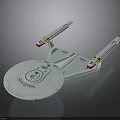 Detailed Starship Model With Disc Shaped Hull And Twin Warp Nacelles For Cosmic Exploration