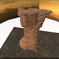 Layered Geological Scenic Component Model With Rough Textured Brown Orange Surface
