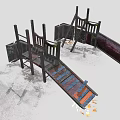 Wooden Outdoor Playground Equipment With Climbing Frame Slide Ramp And Platform Steps