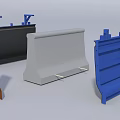 Construction Site Concrete Barriers And Formwork Panels In Black Gray Blue 3d model