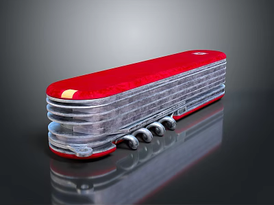 4S Auto Service Shop Red And Silver Folding Mobile Equipment With Wheels For Car Maintenance 3d model