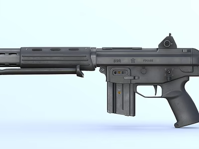 Black Modern Tactical Shotgun With Detachable Magazine And Ergonomic Grip Design 3d model