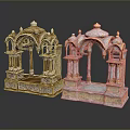 Decorative Shrines With Carved Details Brown And White Gold Ornate Design
