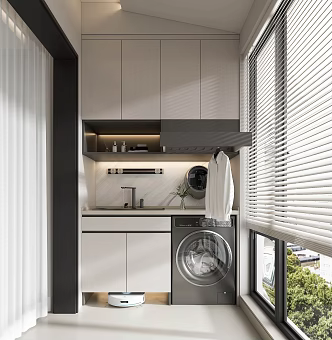modern home balcony washing machine cabinet balcony washing machine drying rack dryer venetian blinds 3d model