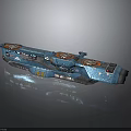 Blue Cosmic Spaceship With Circular Thrusters And 3D Design For Space Exploration