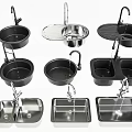 Various Types Of Stainless Steel Kitchen Sink With Drainer Rack And Faucet Design