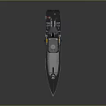 3D Model of Modern Naval Ship with Gray Blue Hull Red Marking and Antenna Superstructure
