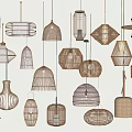 Modern Woven Pendant Lights Featuring Various Geometric Shapes And Natural Textures
