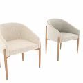 Modern Beige Fabric Accent Chair with Wooden Legs and Minimalist Armrest Design