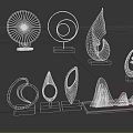 Modern Decorative Furniture Ornaments With Abstract Shapes Wooden Bases And Different Colors