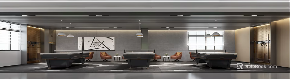 Modern Open Concept Kitchen Interior With Spacious Design And Wooden Cabinets 3d model