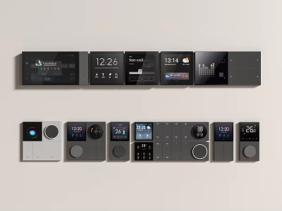 Smart Modern Switch Panels With Digital Display Time Temperature And Control Features 3d model